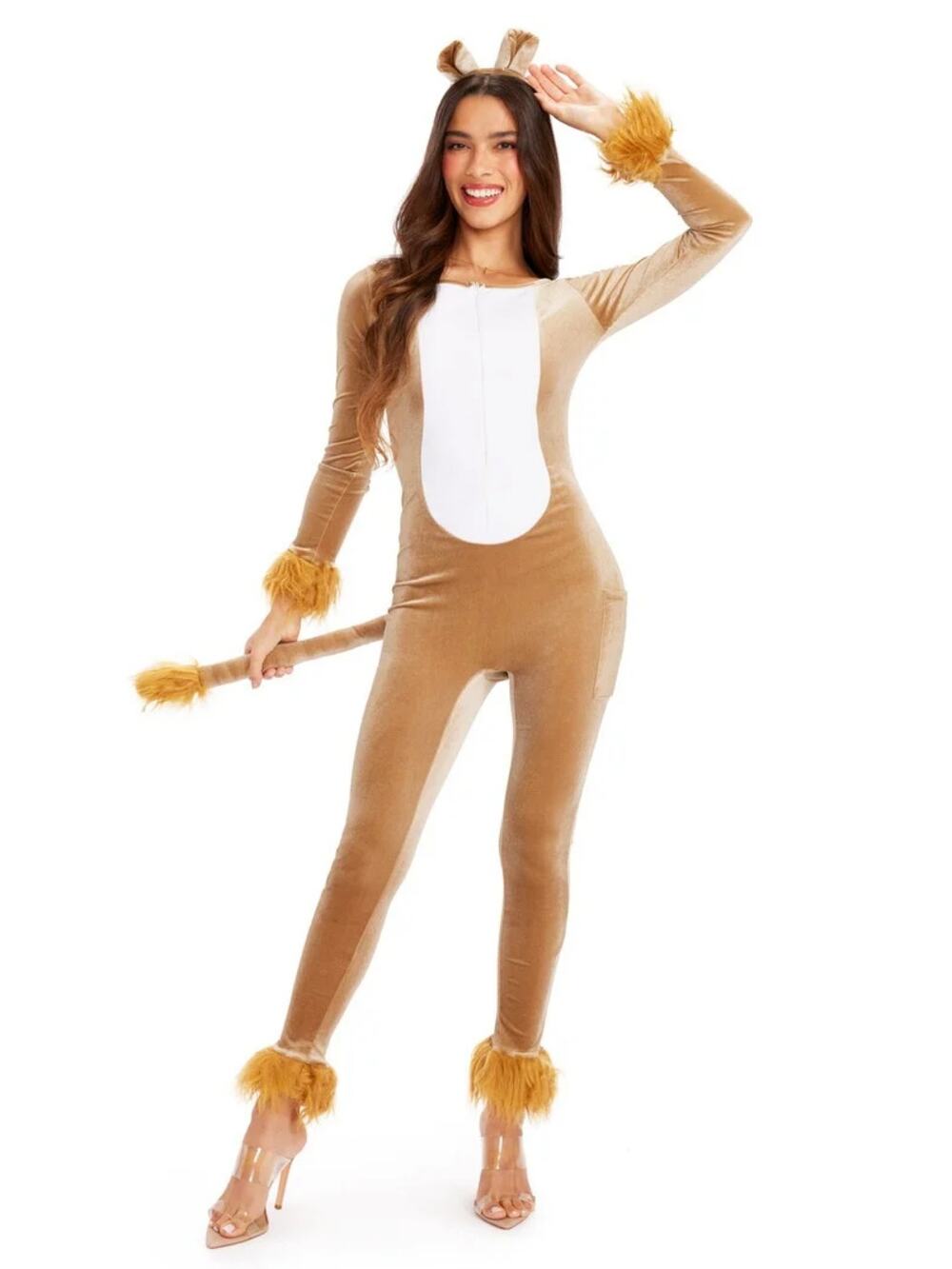 Tipsy Elves NWT Lion Costume Faux Fur Bodysuit M Halloween Party Cosplay Cute